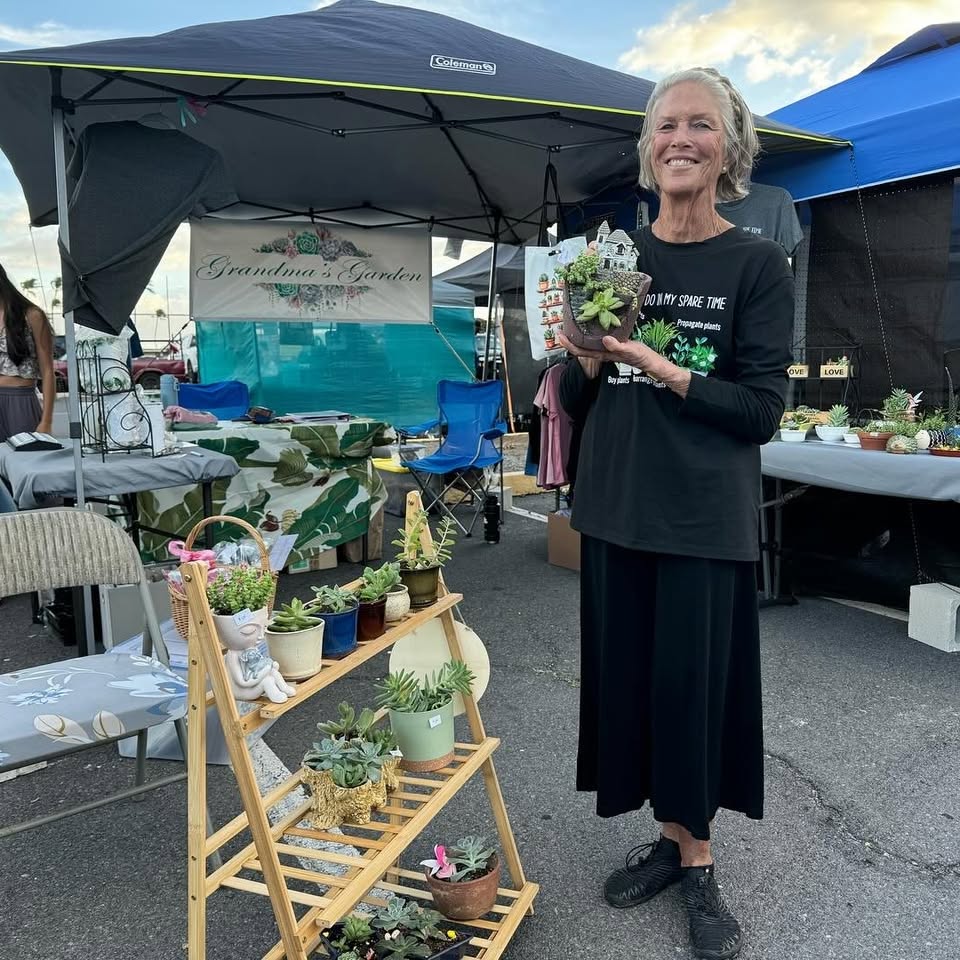 Rhonda at the market booth